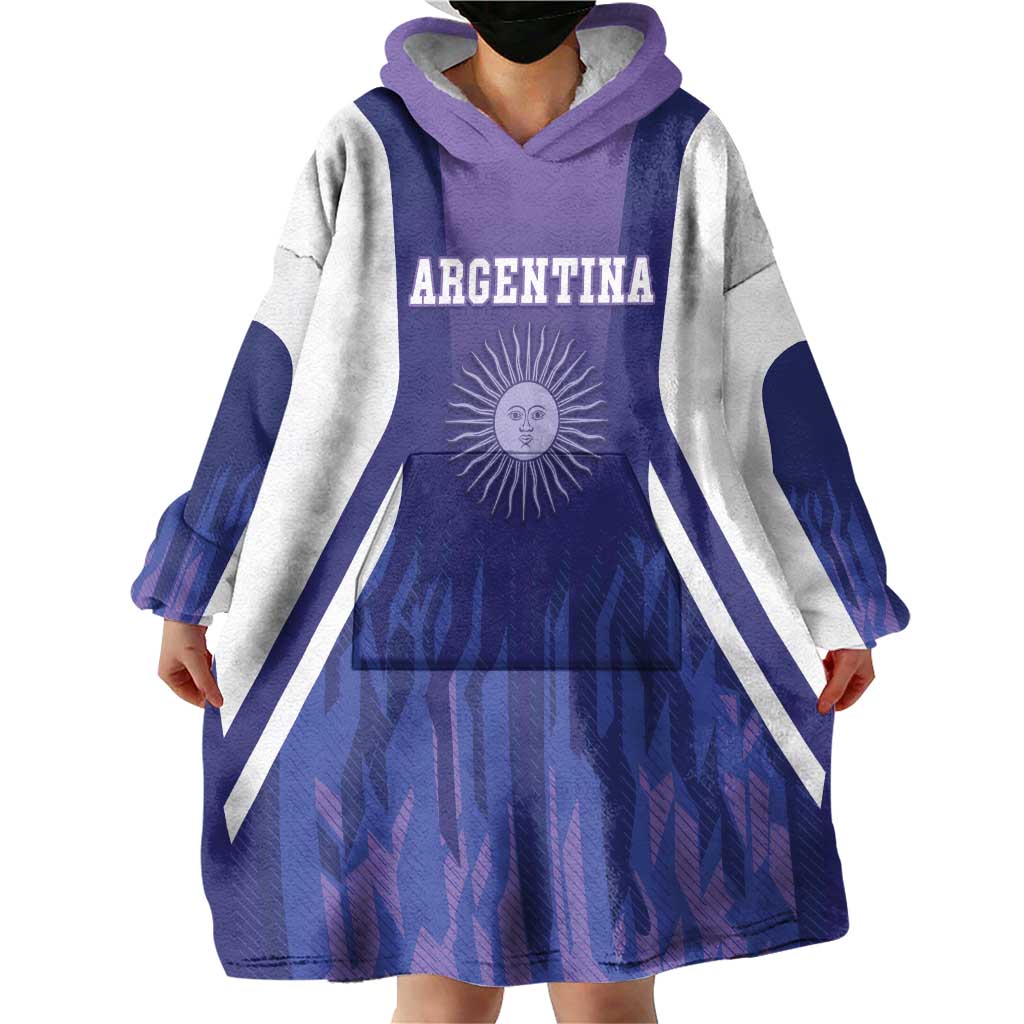 Custom Argentina 2025 Football Wearable Blanket Hoodie Purple Version