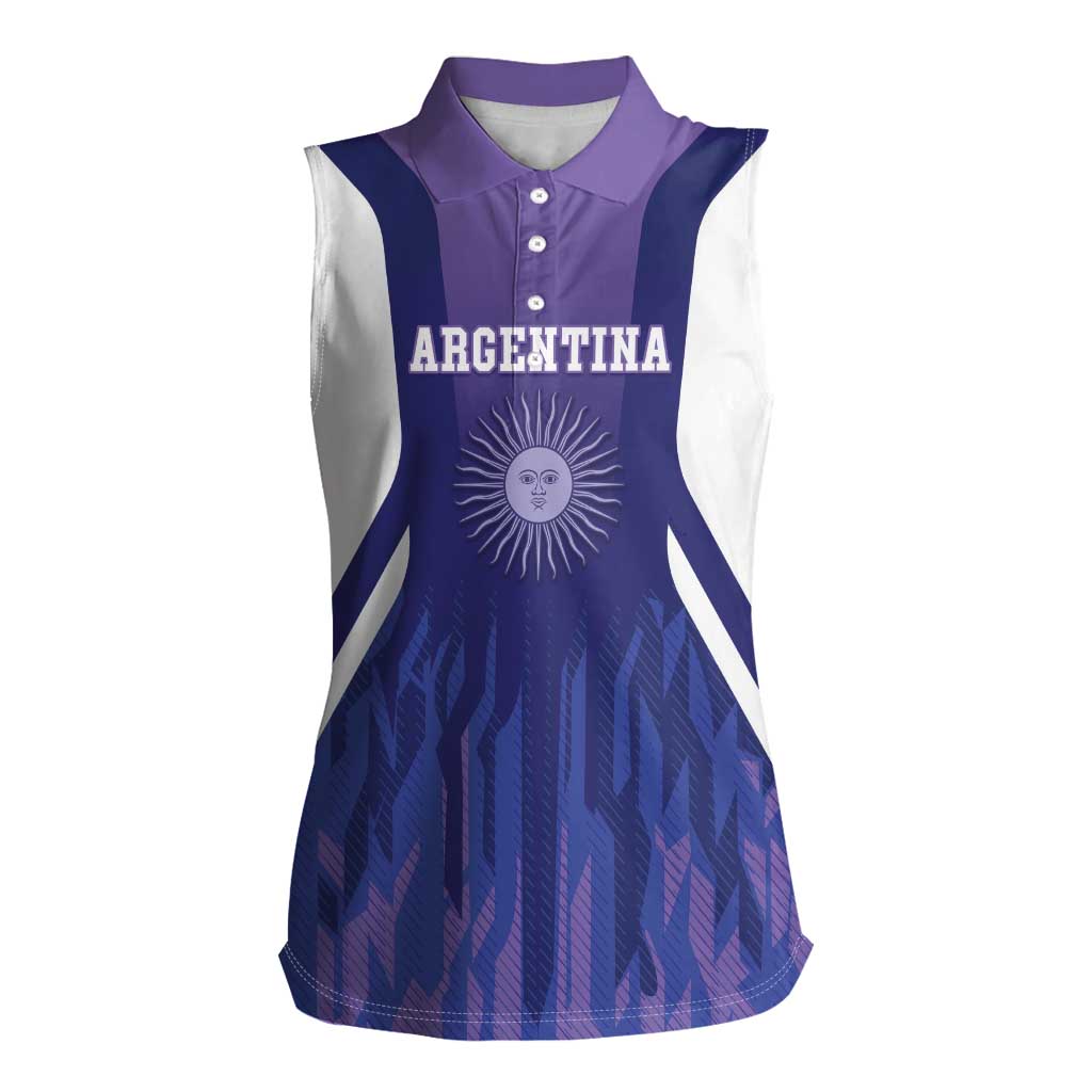 Custom Argentina 2025 Football Women Sleeveless Polo Shirt Purple Version
