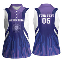 Custom Argentina 2025 Football Women Sleeveless Polo Shirt Purple Version