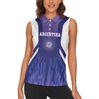 Custom Argentina 2025 Football Women Sleeveless Polo Shirt Purple Version