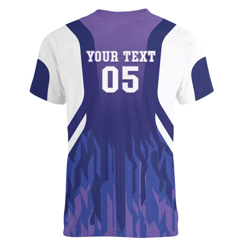 Custom Argentina 2025 Football Women V-Neck T-Shirt Purple Version