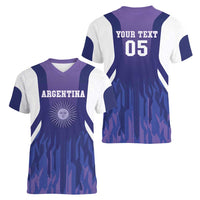 Custom Argentina 2025 Football Women V-Neck T-Shirt Purple Version