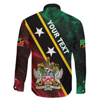 Personalized Saint Kitts and Nevis Family Matching Long Sleeve Bodycon Dress and Hawaiian Shirt Flag Style With Stars