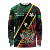 Personalized Saint Kitts and Nevis Long Sleeve Shirt Flag Style With Stars