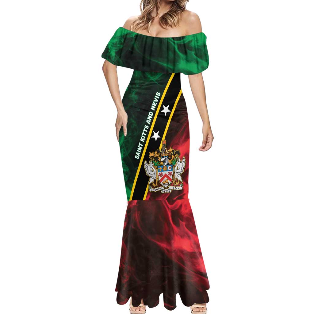 Personalized Saint Kitts and Nevis Mermaid Dress Flag Style With Stars
