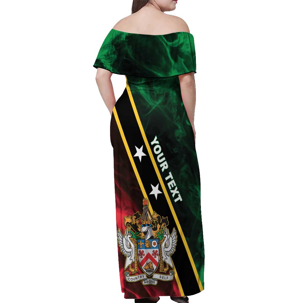 Personalized Saint Kitts and Nevis Off Shoulder Maxi Dress Flag Style With Stars