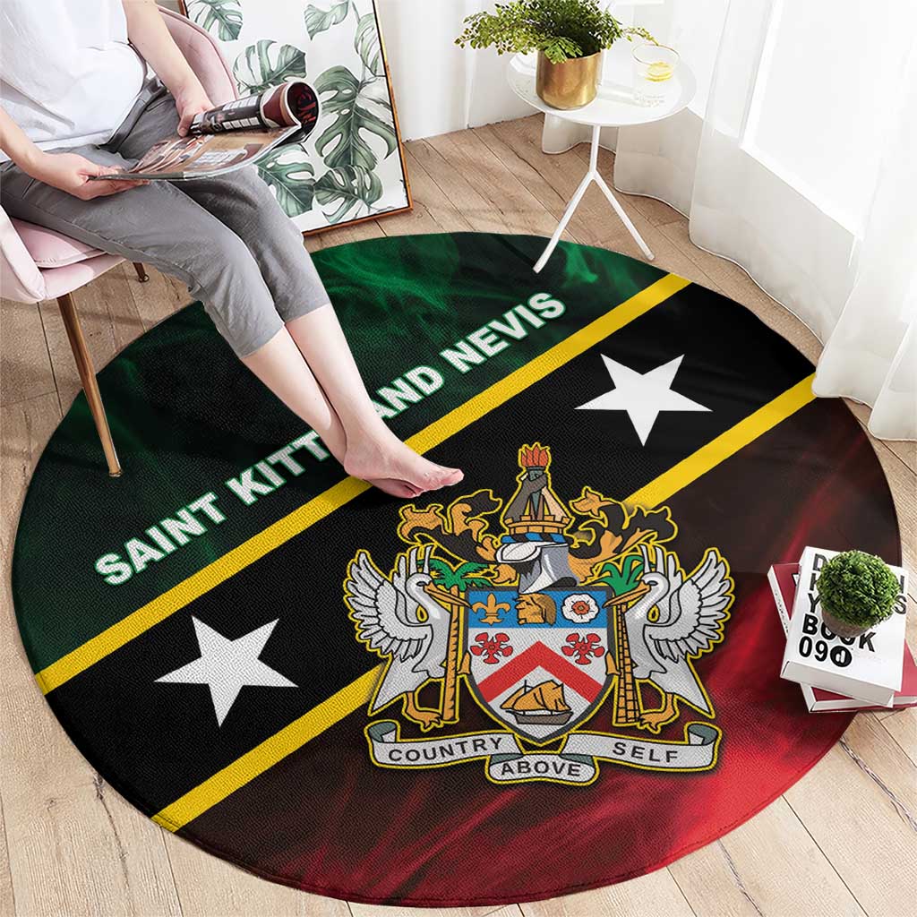Saint Kitts and Nevis Round Carpet Flag Style With Stars