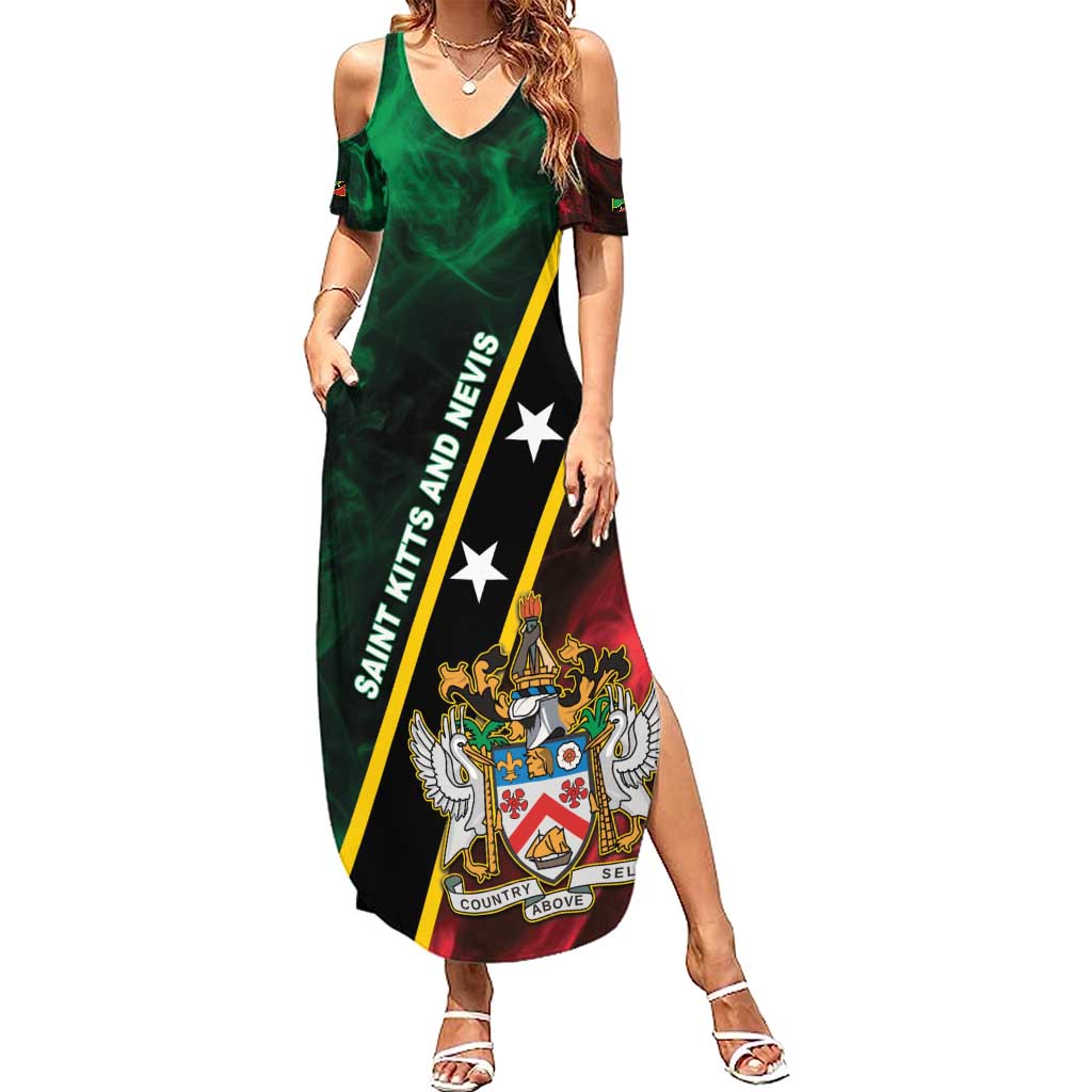 Personalized Saint Kitts and Nevis Summer Maxi Dress Flag Style With Stars