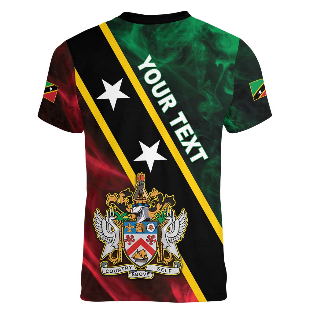 Personalized Saint Kitts and Nevis Women V-Neck T-Shirt Flag Style With Stars