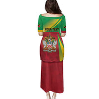 Personalized Saint Kitts and Nevis Family Matching Puletasi and Hawaiian Shirt Coat Of Arms Sporty Style