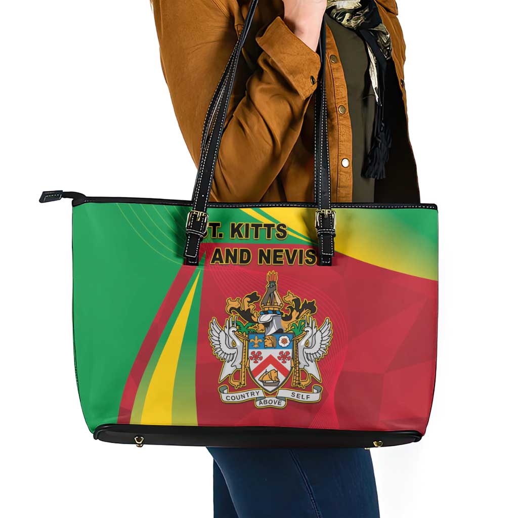 Saint Kitts and Nevis Leather Tote Bag Coat Of Arms Sporty Style