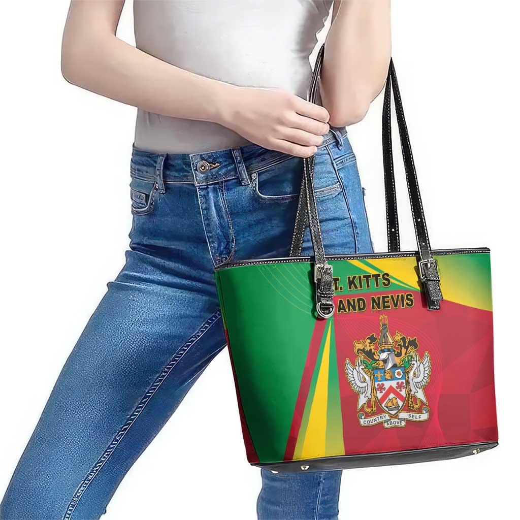 Saint Kitts and Nevis Leather Tote Bag Coat Of Arms Sporty Style