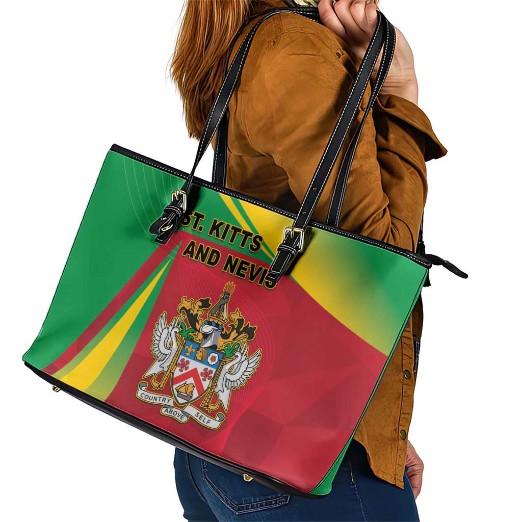 Saint Kitts and Nevis Leather Tote Bag Coat Of Arms Sporty Style