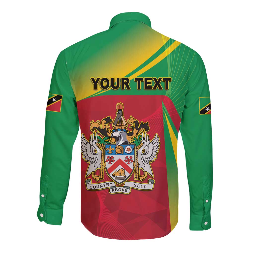 Personalized Saint Kitts and Nevis Long Sleeve Button Shirt Coat Of Arms Sporty Style