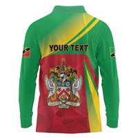 Personalized Saint Kitts and Nevis Long Sleeve Polo Shirt Coat Of Arms Sporty Style