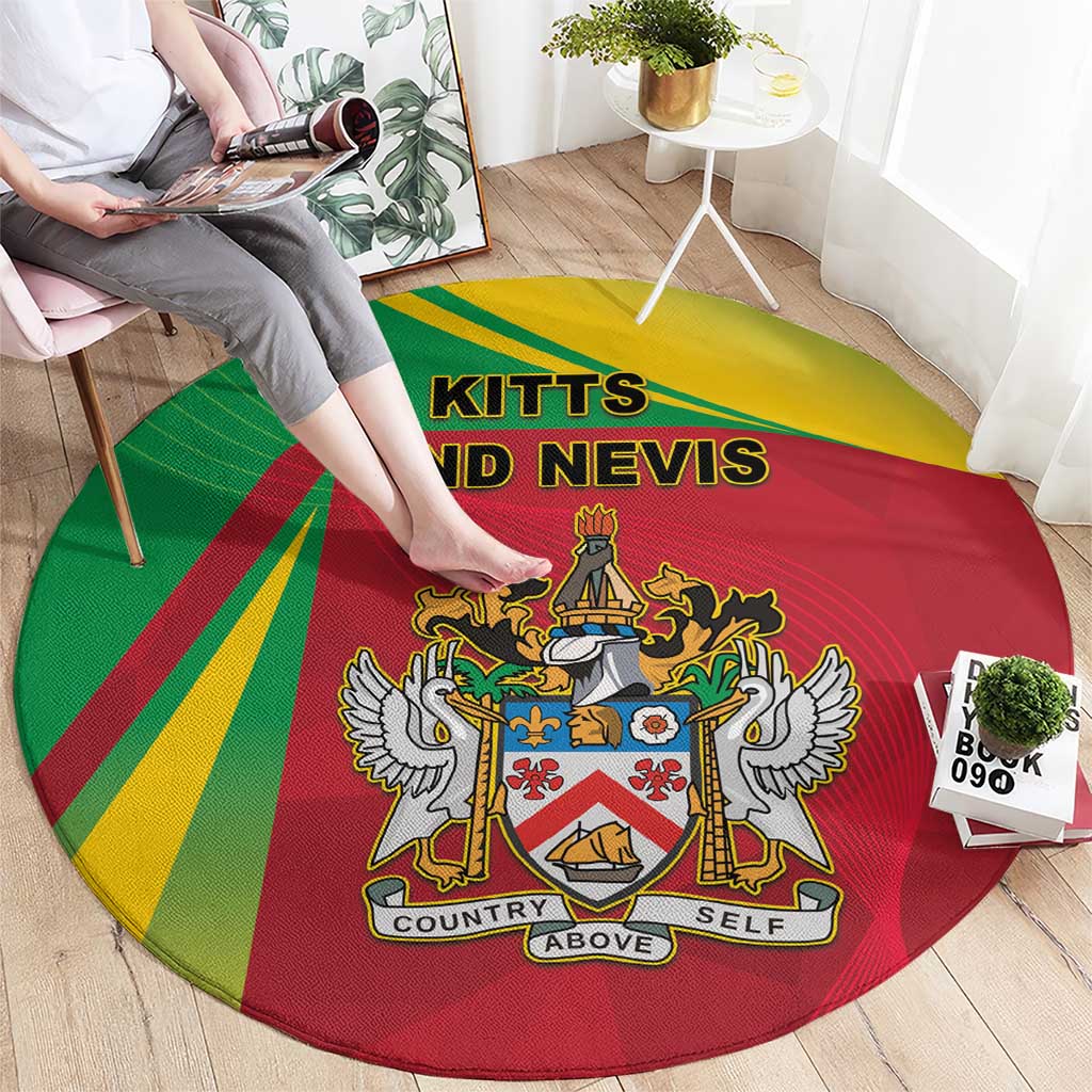 Saint Kitts and Nevis Round Carpet Coat Of Arms Sporty Style
