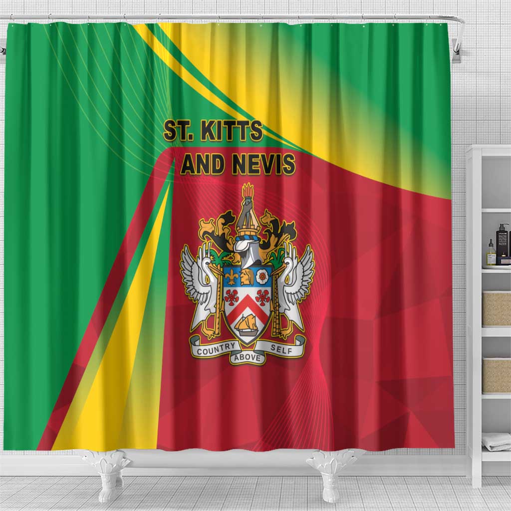 Saint Kitts and Nevis Shower Curtain Coat Of Arms Sporty Style
