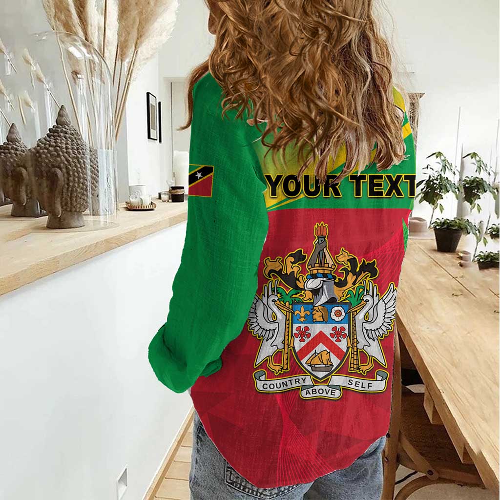 Personalized Saint Kitts and Nevis Women Casual Shirt Coat Of Arms Sporty Style