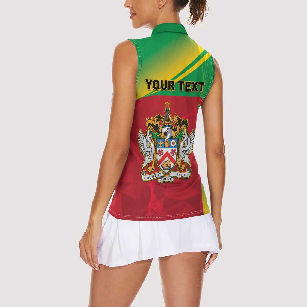 Personalized Saint Kitts and Nevis Women Sleeveless Polo Shirt Coat Of Arms Sporty Style