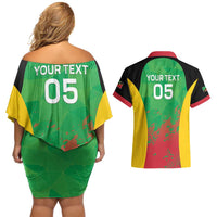 Custom Saint Kitts and Nevis Cricket Couples Matching Off Shoulder Short Dress and Hawaiian Shirt Simple Style
