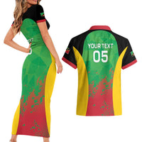 Custom Saint Kitts and Nevis Cricket Couples Matching Short Sleeve Bodycon Dress and Hawaiian Shirt Simple Style