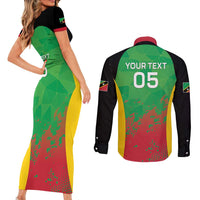 Custom Saint Kitts and Nevis Cricket Couples Matching Short Sleeve Bodycon Dress and Long Sleeve Button Shirt Simple Style