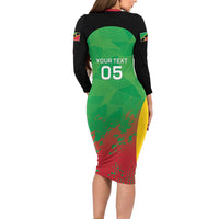 Custom Saint Kitts and Nevis Cricket Family Matching Long Sleeve Bodycon Dress and Hawaiian Shirt Simple Style