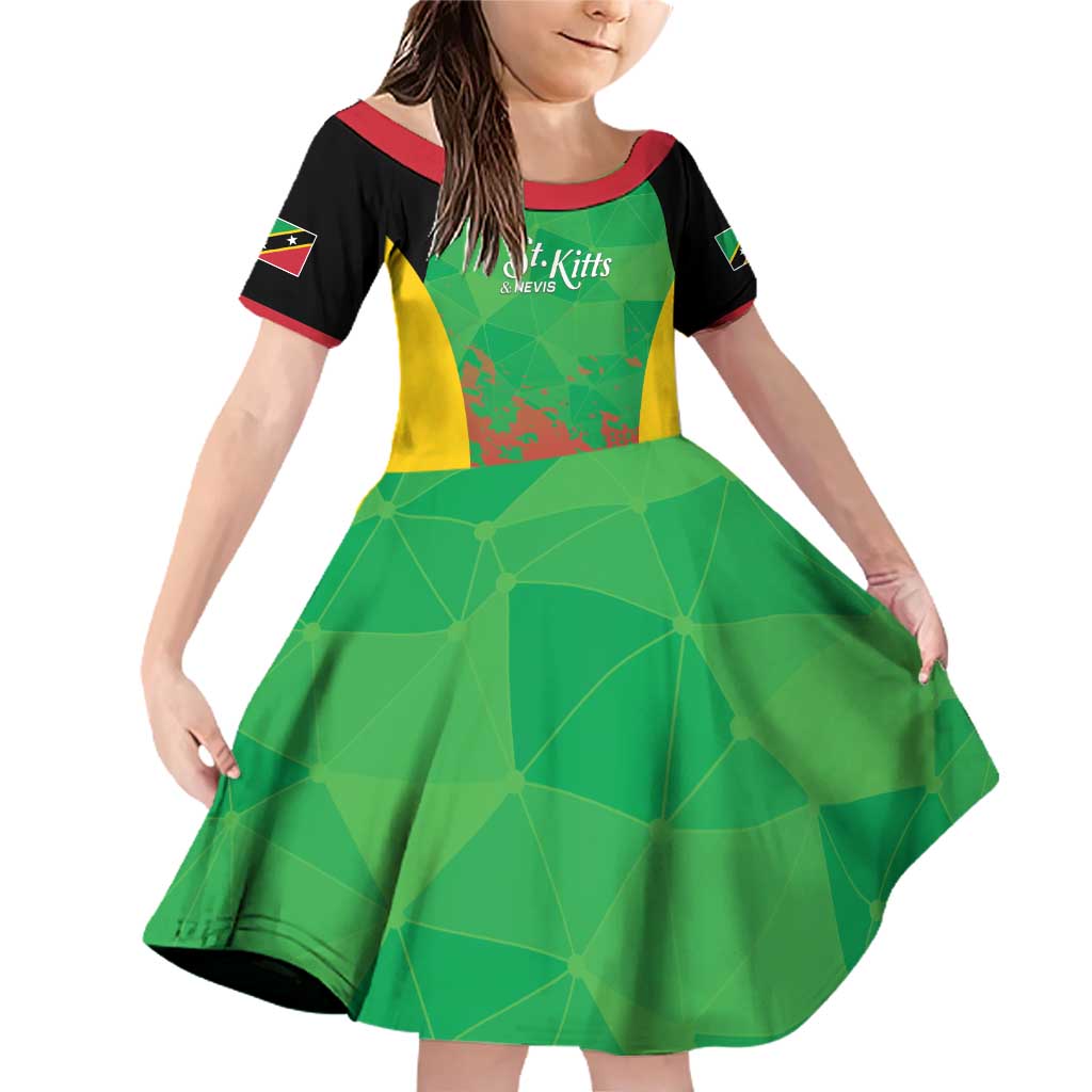 Custom Saint Kitts and Nevis Cricket Family Matching Off Shoulder Short Dress and Hawaiian Shirt Simple Style
