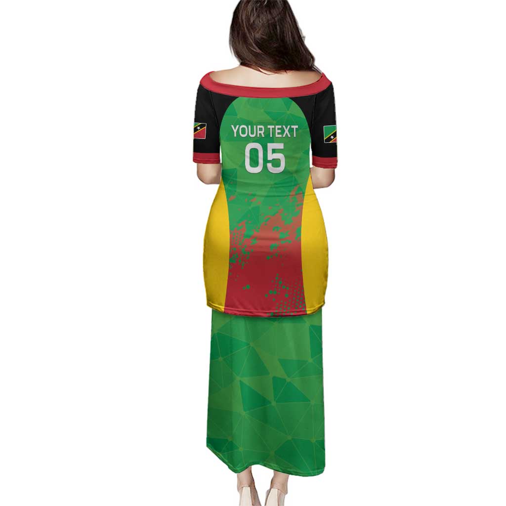 Custom Saint Kitts and Nevis Cricket Family Matching Puletasi and Hawaiian Shirt Simple Style