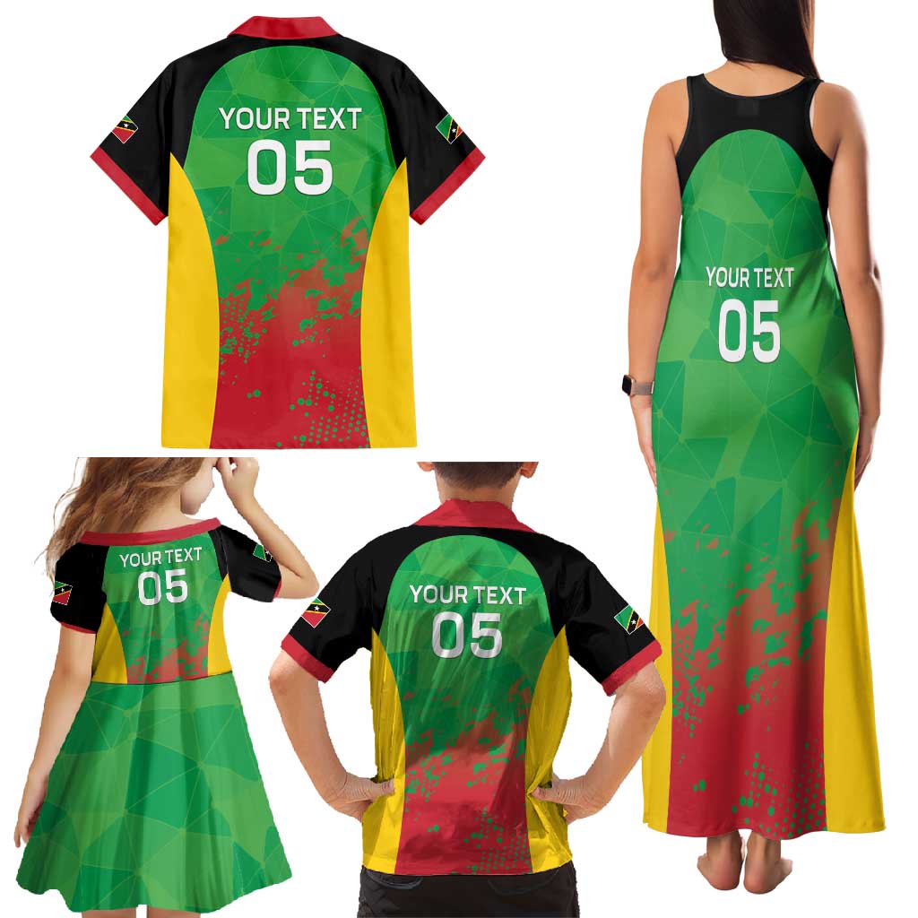 Custom Saint Kitts and Nevis Cricket Family Matching Tank Maxi Dress and Hawaiian Shirt Simple Style