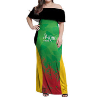 Custom Saint Kitts and Nevis Cricket Off Shoulder Maxi Dress Simple Style
