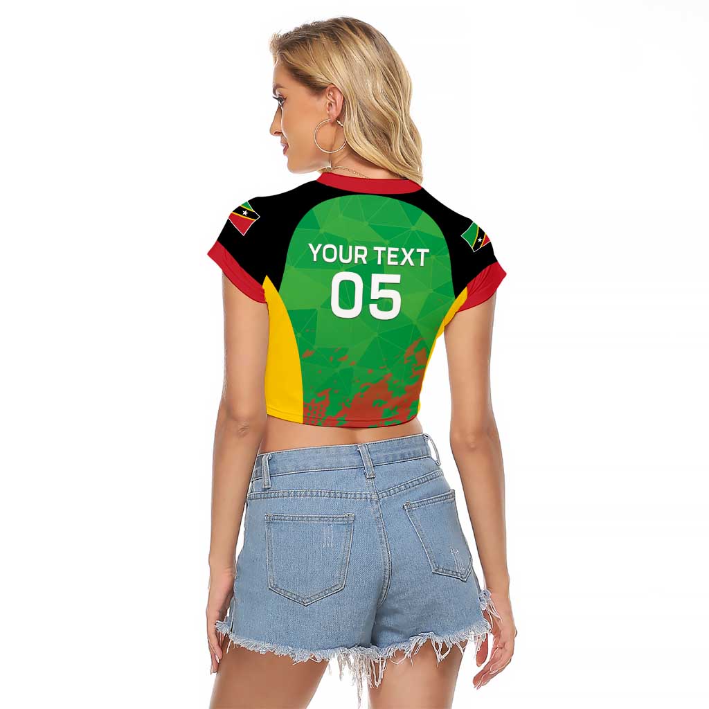 Custom Saint Kitts and Nevis Cricket Raglan Cropped T Shirt Simple Style