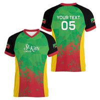 Custom Saint Kitts and Nevis Cricket Women V-Neck T-Shirt Simple Style