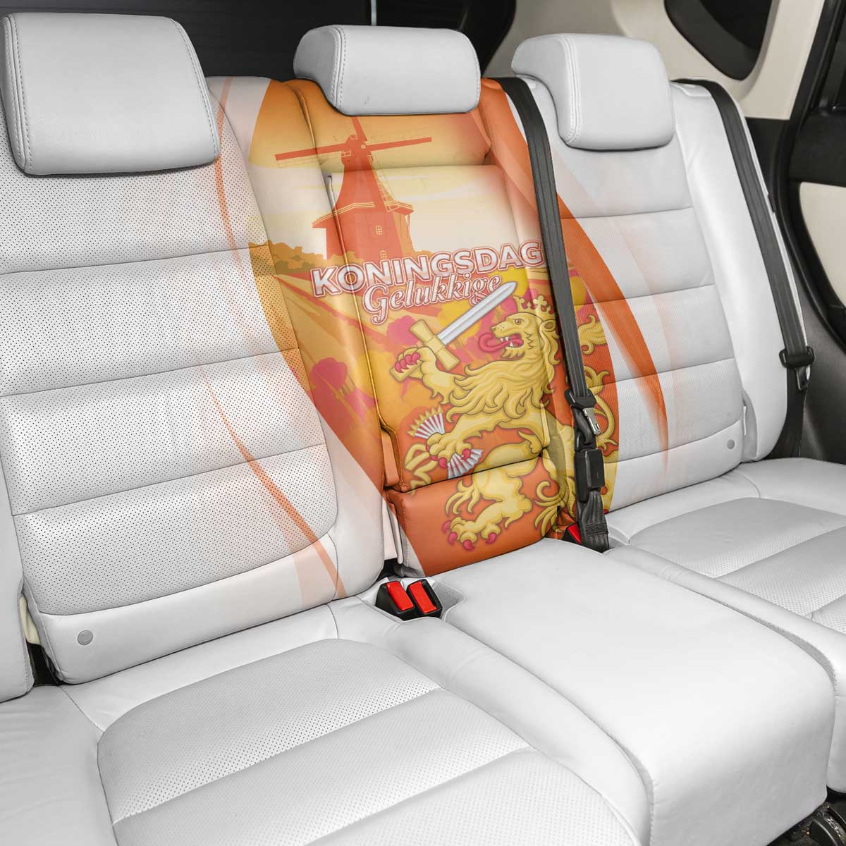 Netherlands Koninginnedag Back Car Seat Cover Nederland Windmill Lion Heritage