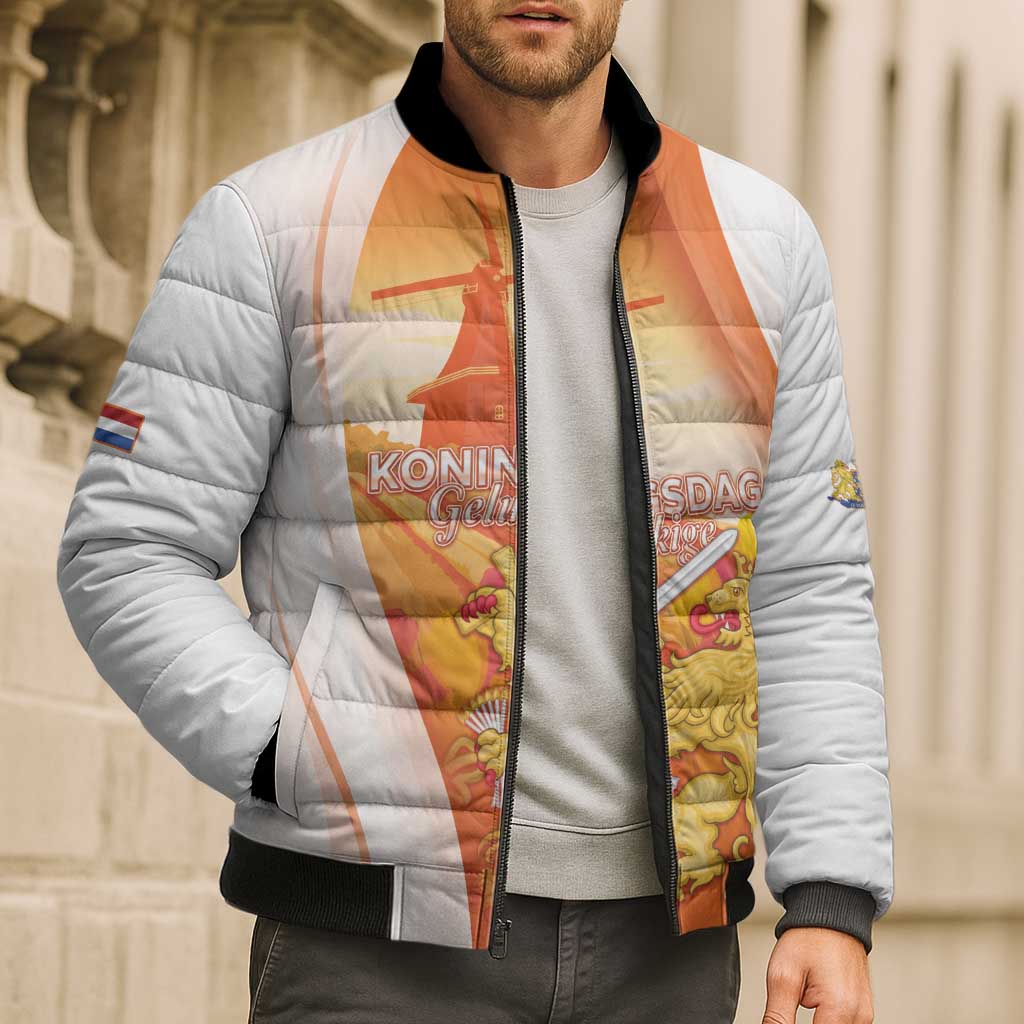 Netherlands Koninginnedag Bomber Puffer Jacket Nederland Windmill Lion Heritage
