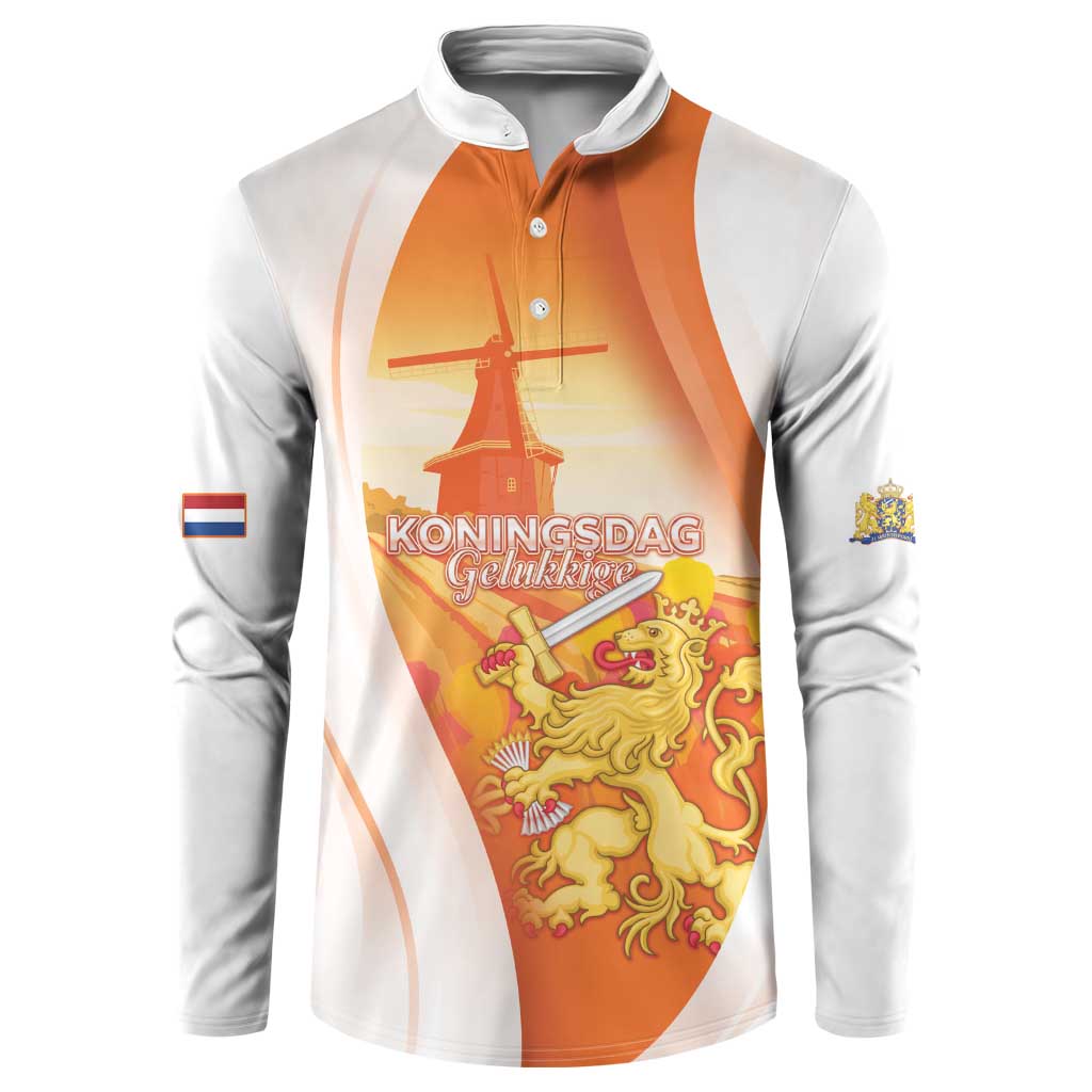 Netherlands Koninginnedag Button Sweatshirt Nederland Windmill Lion Heritage