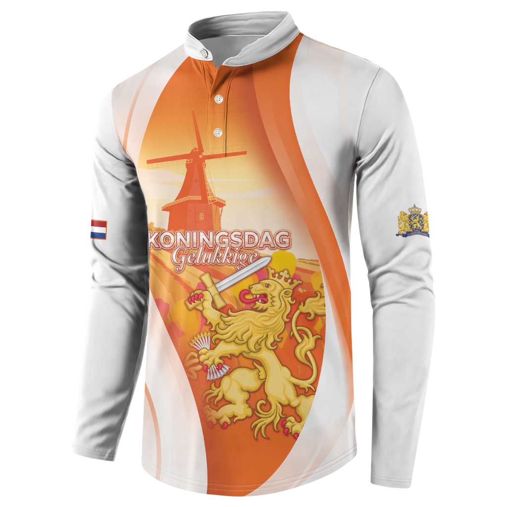Netherlands Koninginnedag Button Sweatshirt Nederland Windmill Lion Heritage