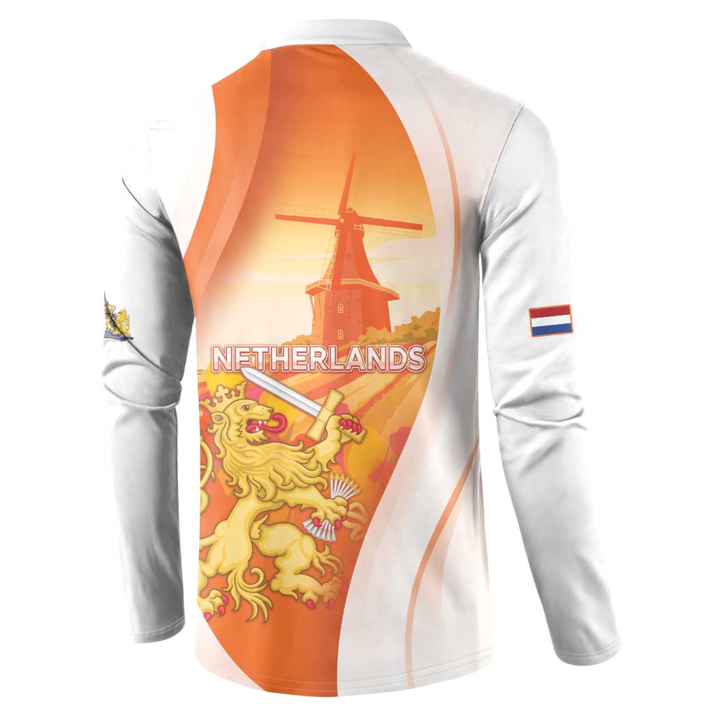 Netherlands Koninginnedag Button Sweatshirt Nederland Windmill Lion Heritage