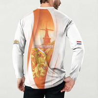 Netherlands Koninginnedag Button Sweatshirt Nederland Windmill Lion Heritage