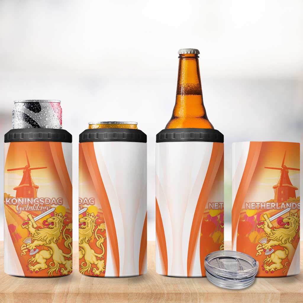 Netherlands Koninginnedag 4 in 1 Can Cooler Tumbler Nederland Windmill Lion Heritage
