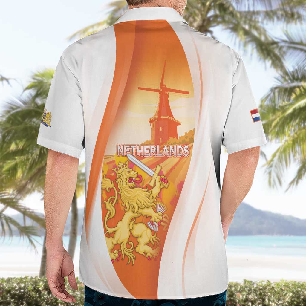Netherlands Koninginnedag Hawaiian Shirt Nederland Windmill Lion Heritage