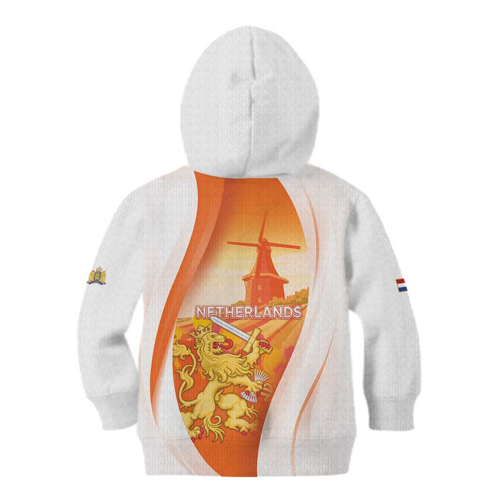 Netherlands Koninginnedag Kid Hoodie Nederland Windmill Lion Heritage