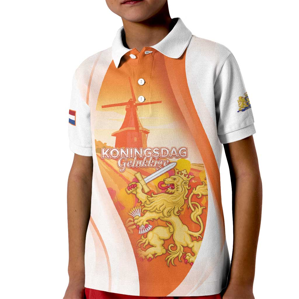 Netherlands Koninginnedag Kid Polo Shirt Nederland Windmill Lion Heritage