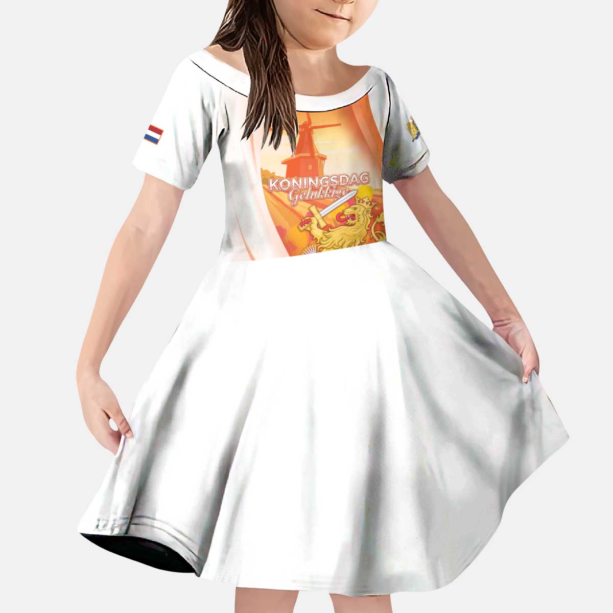 Netherlands Koninginnedag Kid Short Sleeve Dress Nederland Windmill Lion Heritage
