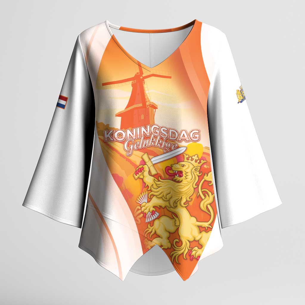 Netherlands Koninginnedag Kimono Sleeve Blouse Nederland Windmill Lion Heritage