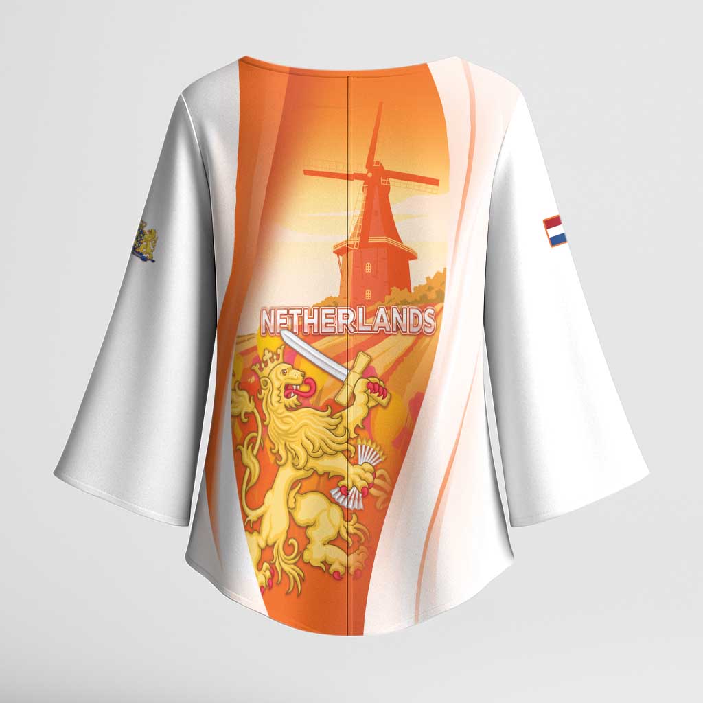 Netherlands Koninginnedag Kimono Sleeve Blouse Nederland Windmill Lion Heritage