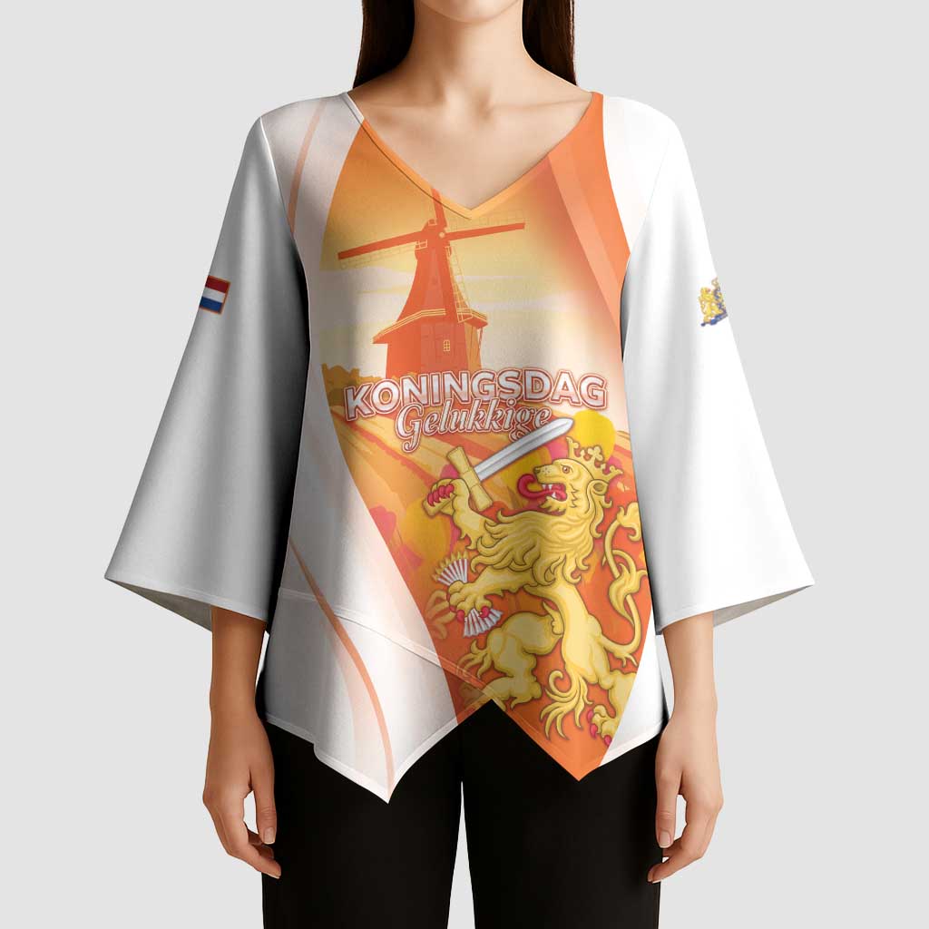 Netherlands Koninginnedag Kimono Sleeve Blouse Nederland Windmill Lion Heritage