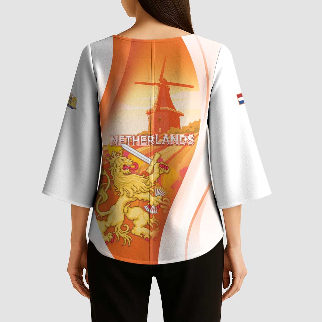 Netherlands Koninginnedag Kimono Sleeve Blouse Nederland Windmill Lion Heritage