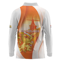 Netherlands Koninginnedag Long Sleeve Polo Shirt Nederland Windmill Lion Heritage