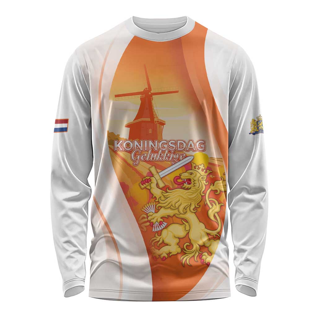 Netherlands Koninginnedag Long Sleeve Shirt Nederland Windmill Lion Heritage